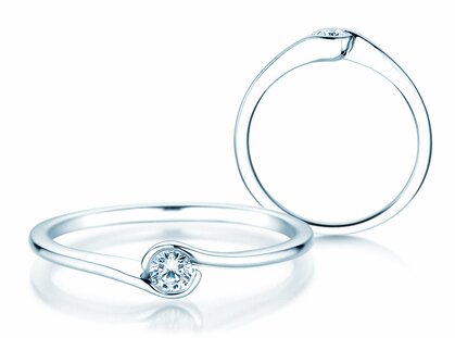 Anillo de compromiso Touch en 14K oro blanco con diamante 0,08ct G/SI