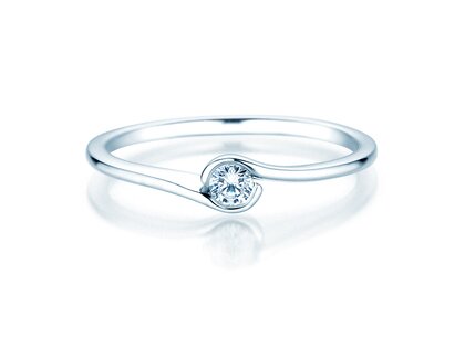 Anillo de compromiso Touch en 14K oro blanco con diamante 0,08ct D/IF