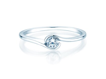 Anillo de compromiso Touch en 9K oro blanco con diamante 0,13ct G/SI