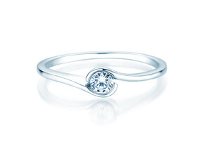 Anillo de compromiso Touch en 9K oro blanco con diamante 0,13ct G/SI