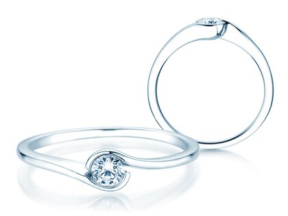 Anillo de compromiso Touch en 9K oro blanco con diamante 0,13ct G/SI