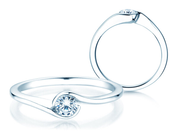 Anillo de compromiso Touch en 18K oro blanco con diamante 0,23ct D/IF