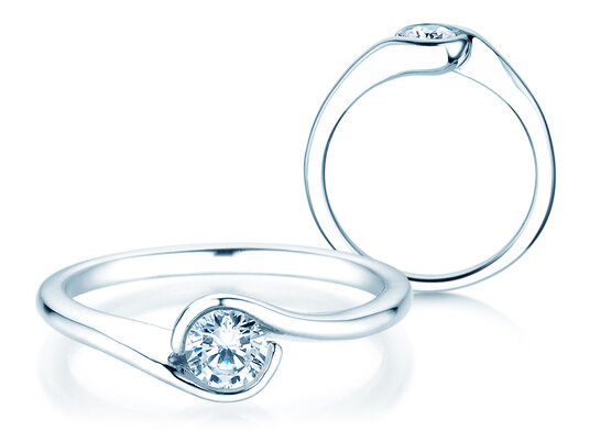 Anillo de compromiso Touch en 9K oro blanco con diamante 0,50ct H/SI
