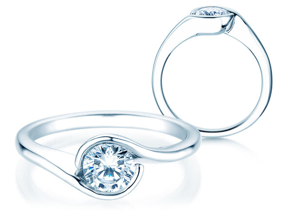 Anillo de compromiso Touch en 9K oro blanco con diamante 0,75ct G/SI
