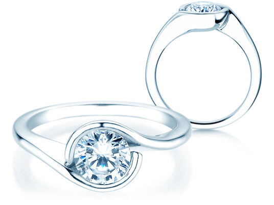 Anillo de compromiso Touch en 9K oro blanco con diamante 1,00ct H/SI