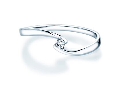 Anillo de compromiso Twist Petite en 14K oro blanco con diamante 0,04ct G/SI