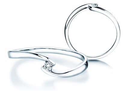 Anillo de compromiso Twist Petite en 14K oro blanco con diamante 0,04ct G/SI