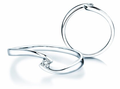 Anillo de compromiso Twist Petite en 14K oro blanco con diamante 0,04ct