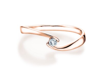 Anillo de compromiso Twist Petite en 14K oro rosa con diamante 0,06ct G/SI