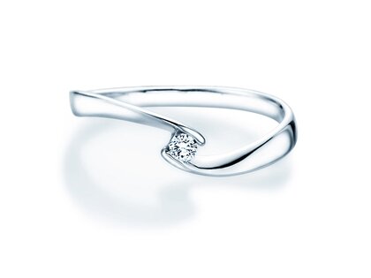 Anillo de compromiso Twist Petite en 14K oro blanco con diamante 0,06ct G/SI