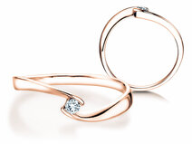 Anillo de compromiso Twist Petite en 14K oro rosa con diamante 0,06ct G/SI