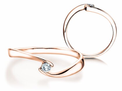 Anillo de compromiso Twist Petite en 14K oro rosa con diamante 0,06ct