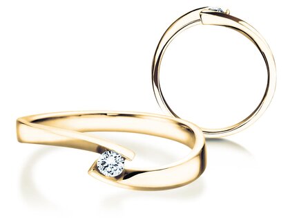 Anillo de compromiso Twist Petite en 14K oro amarillo con diamante 0,09ct G/SI