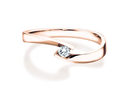Anillo de compromiso Twist Petite en 14K oro rosa con diamante 0,09ct G/SI