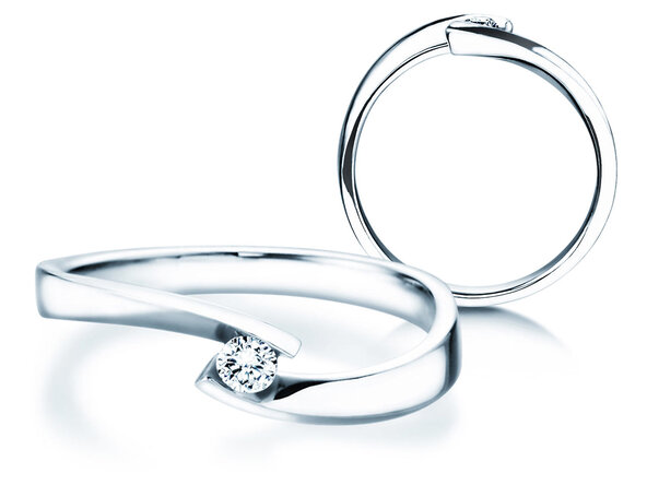 Anillo de compromiso Twist Petite en 14K oro blanco con diamante 0,09ct G/SI