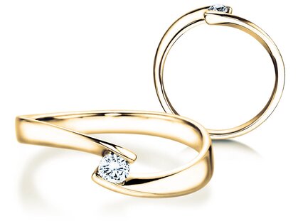 Anillo de compromiso Twist Petite en oro amarillo