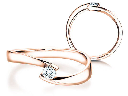 Anillo de compromiso Twist Petite en oro rosa