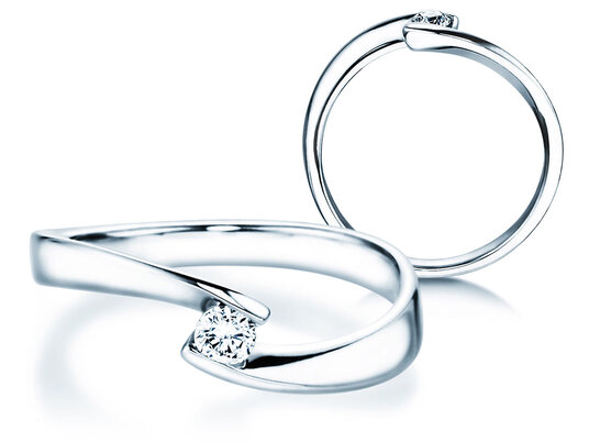 Anillo de compromiso Twist Petite en 14K oro blanco con diamante 0,13ct G/SI
