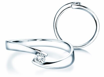 Anillo de compromiso Twist Petite en oro blanco