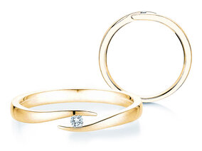 Anillo de compromiso Twist en 9K oro amarillo con diamante 0,03ct G/SI