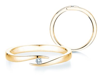 Anillo de compromiso Twist en 18K oro amarillo con diamante 0,03ct H/SI