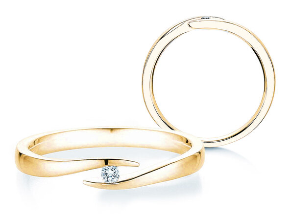 Anillo de compromiso Twist en 18K oro amarillo con diamante 0,03ct H/SI