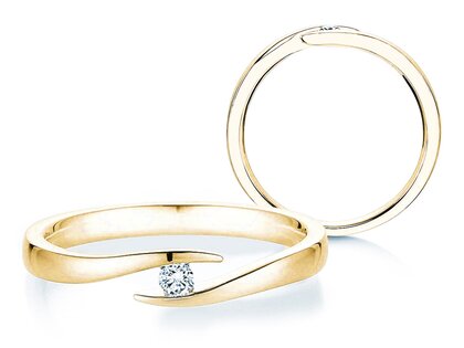 Anillo de compromiso Twist en 14K oro amarillo con diamante 0,05ct G/SI