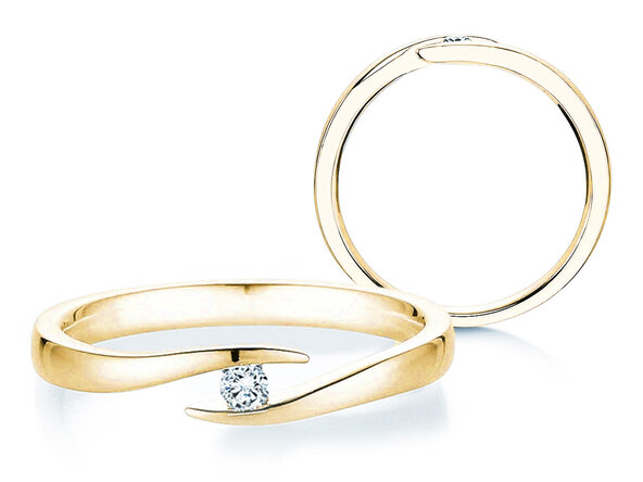 Anillo de compromiso Twist en 14K oro amarillo con diamante 0,05ct G/SI