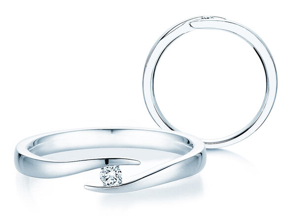 Anillo de compromiso Twist en plata 925/- con diamante 0,05ct H/SI