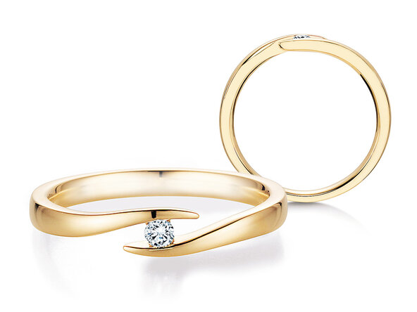 Anillo de compromiso Twist en 14K oro amarillo con diamante 0,05ct H/SI