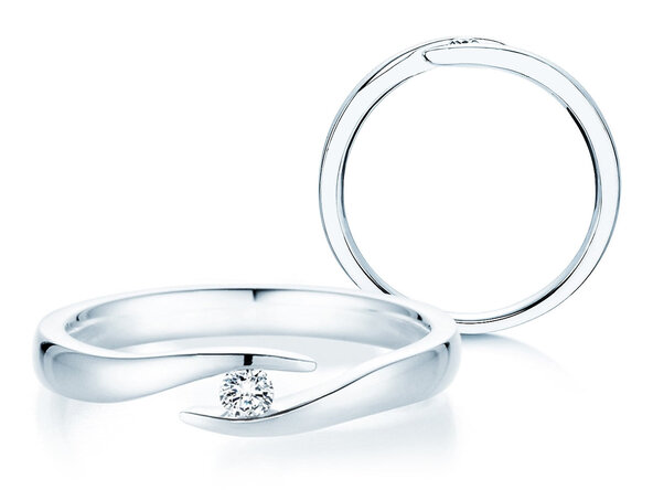 Anillo de compromiso Twist en 14K oro blanco con diamante 0,07ct H/SI