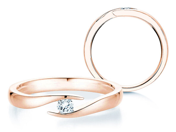 Anillo de compromiso Twist en 18K oro rosa con diamante 0,15ct G/SI