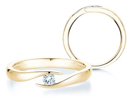 Anillo de compromiso Twist en 14K oro amarillo con diamante 0,15ct H/SI