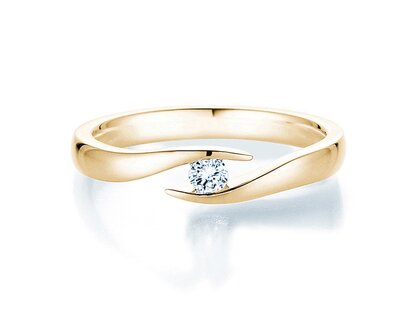Anillo de compromiso Twist en 14K oro amarillo con diamante 0,15ct H/SI