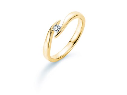 Anillo de compromiso Twist en 18K oro amarillo con diamante 0,10ct H/SI