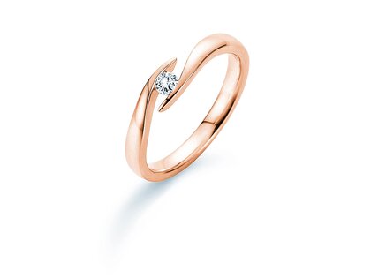 Anillo de compromiso Twist en 14K oro rosa con diamante 0,10ct G/SI