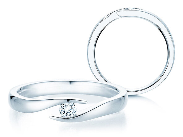 Anillo de compromiso Twist en plata 925/- con diamante 0,10ct G/VS