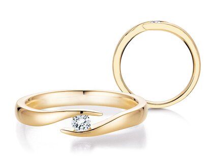 Anillo de compromiso Twist en 14K oro amarillo con diamante 0,10ct G/SI