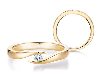 Anillo de compromiso Twist en 14K oro amarillo con diamante 0,10ct G/SI