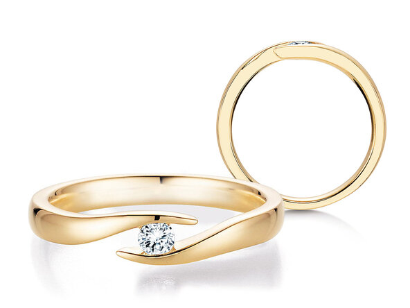 Anillo de compromiso Twist en 14K oro amarillo con diamante 0,10ct H/SI