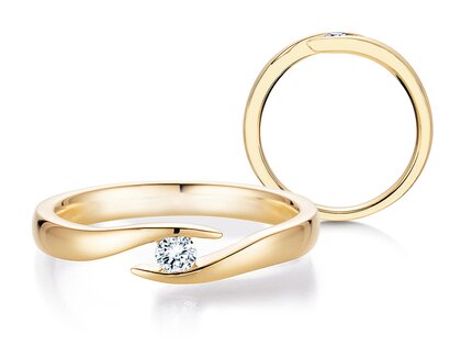 Anillo de compromiso Twist en 9K oro amarillo con diamante 0,15ct G/SI