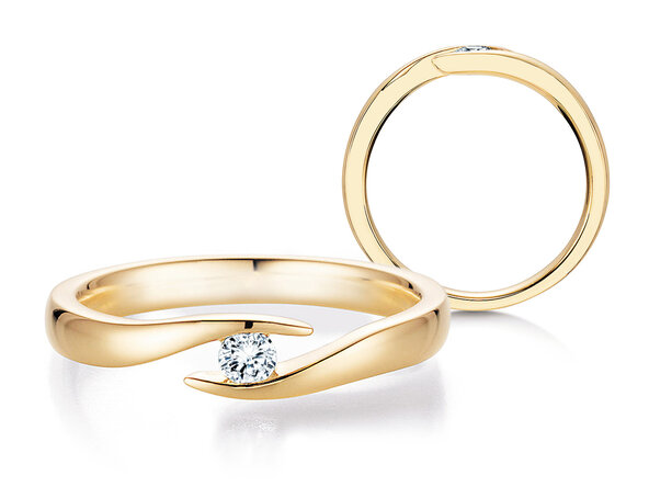 Anillo de compromiso Twist en 9K oro amarillo con diamante 0,15ct G/SI
