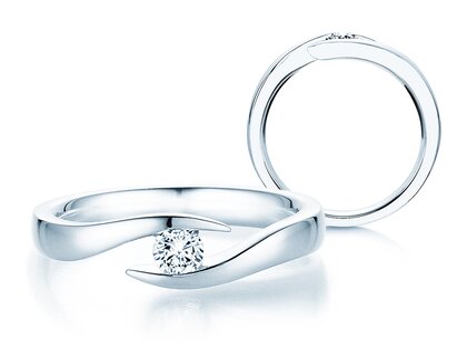 Anillo de compromiso Twist en 14K oro blanco con diamante 0,20ct H/SI