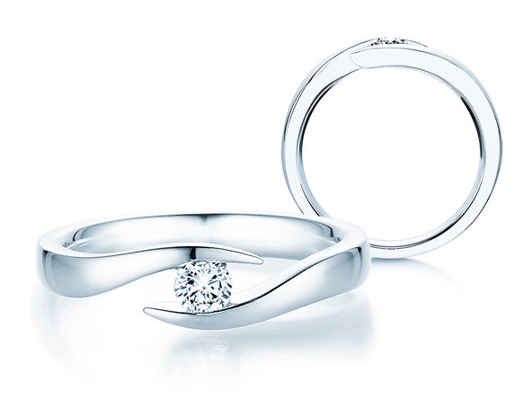 Anillo de compromiso Twist en 14K oro blanco con diamante 0,20ct H/SI