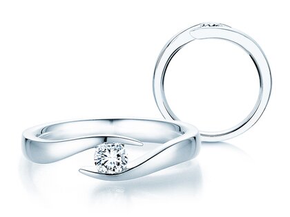Anillo de compromiso Twist en 14K oro blanco con diamante 0,25ct G/SI