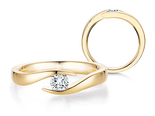 Anillo de compromiso Twist en oro amarillo