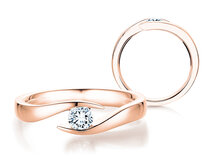 Anillo de compromiso Twist en 14K oro rosa con diamante 0,07ct G/SI