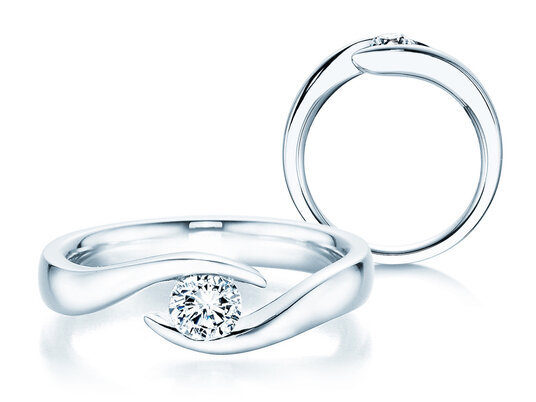 Anillo de compromiso Twist en 9K oro blanco con diamante 0,25ct H/SI