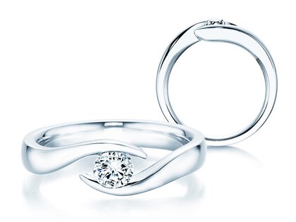 Anillo de compromiso Twist en 9K oro blanco con diamante 0,30ct H/SI