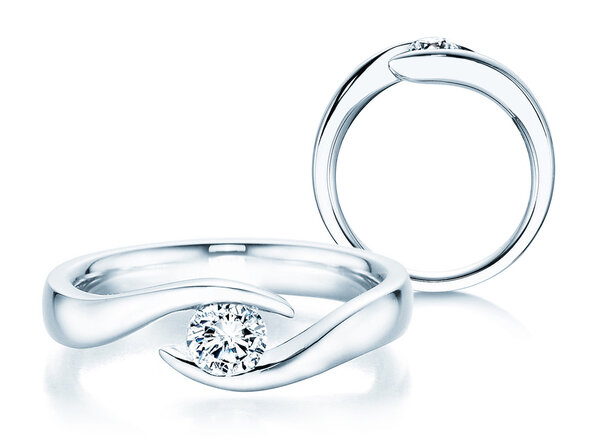 Anillo de compromiso Twist en 9K oro blanco con diamante 0,30ct H/SI